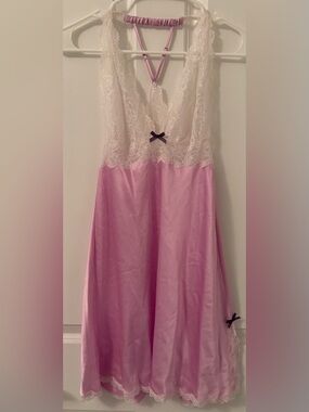Victoria's Secret Lavender and White Iridescent Lace Satin Chemise